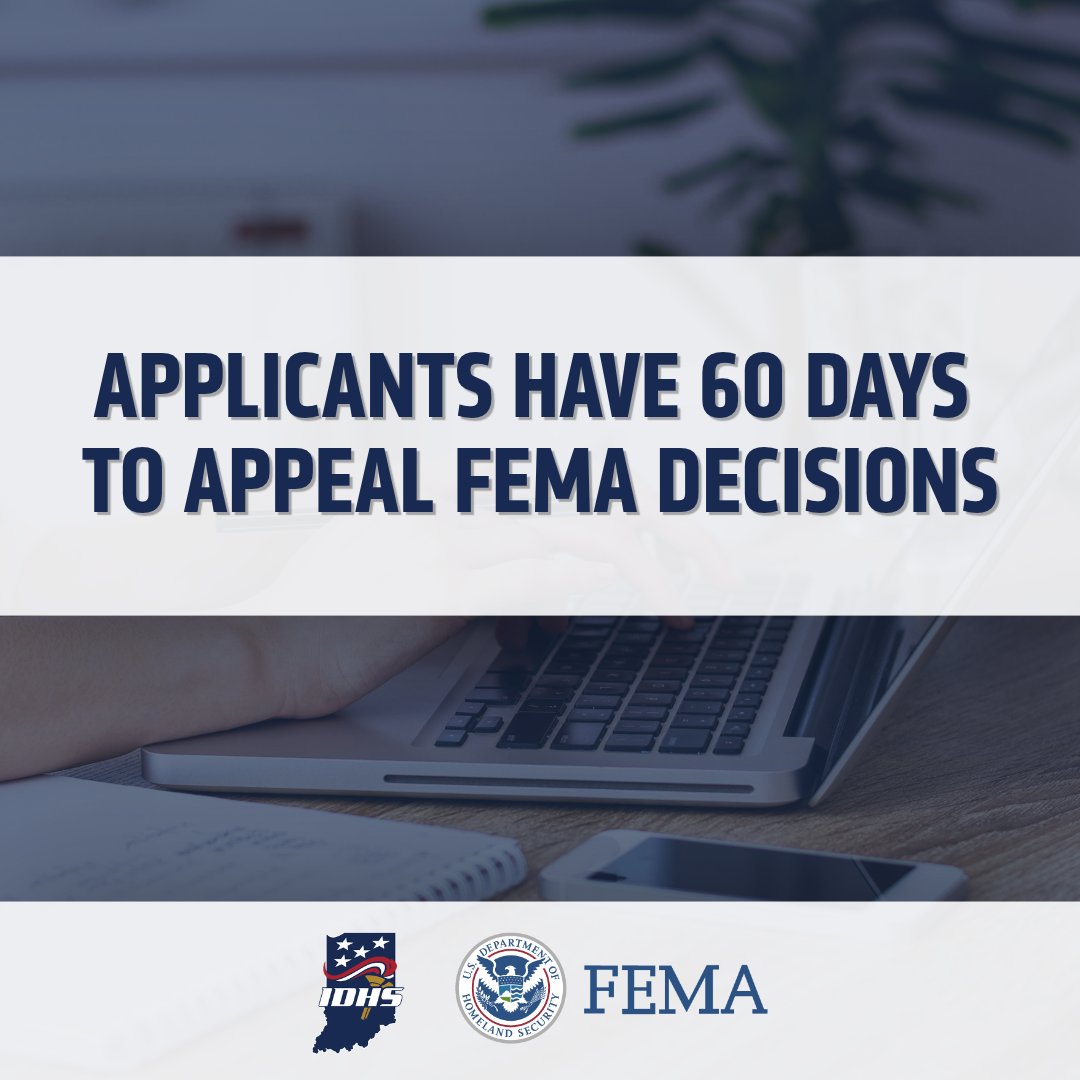 IDHS's tweet photo. Survivors have 60 days from the printing of a FEMA decision letter to appeal, even if the Oct. 25 application deadline has passed. Appeals can be made if they are submitted by the 60-day deadline. To file an appeal, visit https://t.co/HvHKiXVWNF or call 1-800-621-3362. https://t.co/tbLB2CTA61