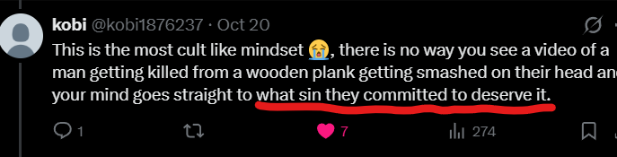 kobi1876237's tweet photo. @WomanSoar @Q_insight This does not refute what I said girl, read the sentence carefully. 😭 I never claimed you said he was a sinner I said "Your mind goes straight to what sin they committed to deserve it" lmao regardless of that you lack the comprehension to see the point I was making. https://t.co/k6Jc10gaLo
