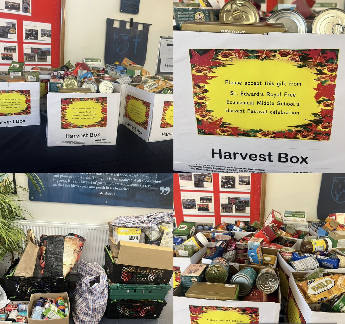 sterfwindsor's tweet photo. Just a small selection of the items that were donated so generously to our Harvest collection. We are currently boxing everything up to deliver to Windsor Foodshare. Thank you to everyone who contributed. #STERF https://t.co/6f4TEV8Wv7