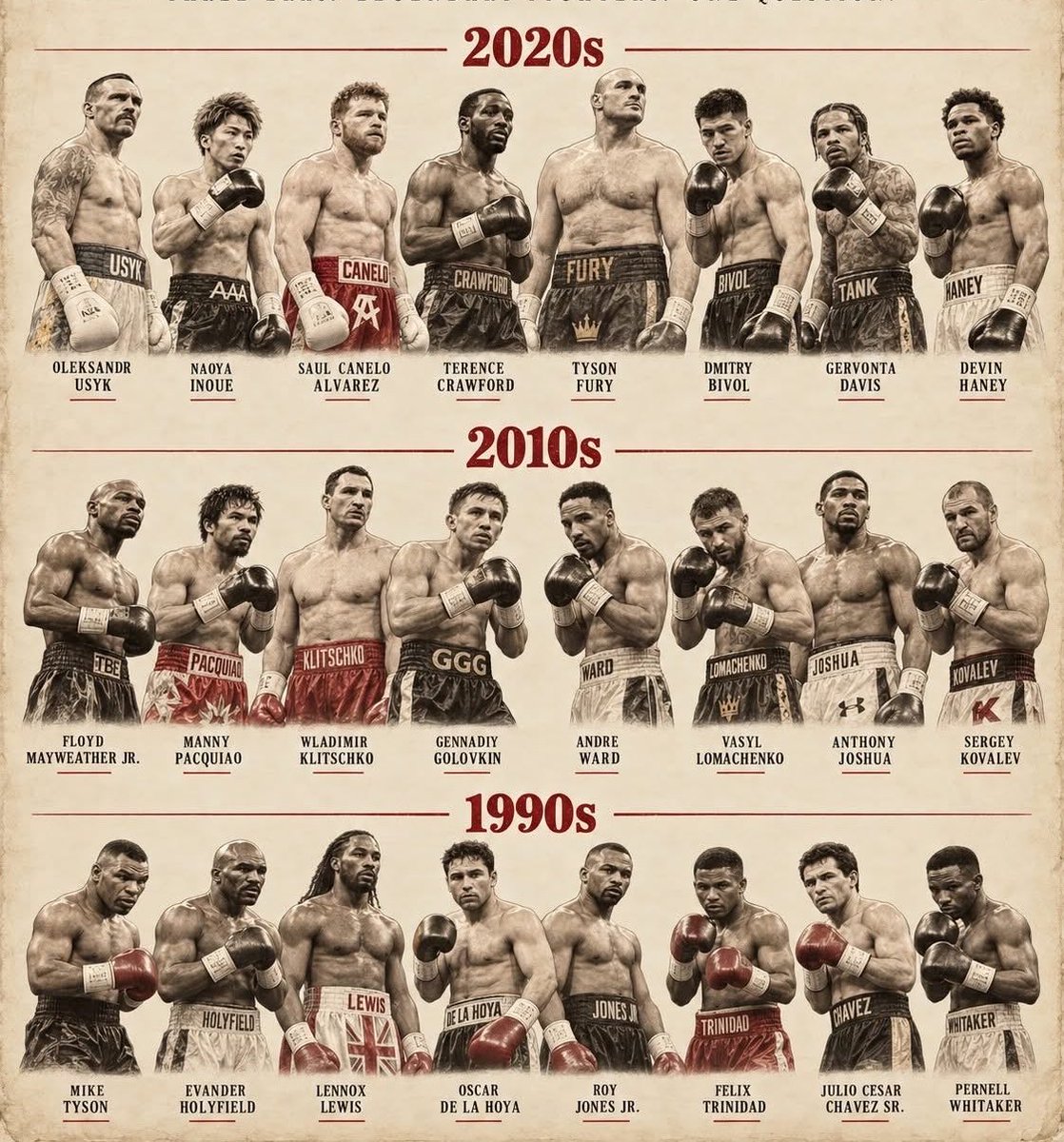 gastonreyno's tweet photo. Cuál de estas es la mejor década del Boxeo??? Yo me quedo con los 9️⃣0️⃣’s🥊 https://t.co/udaugxCybZ