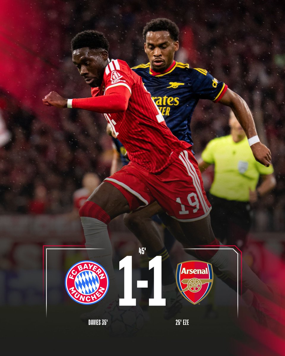 FCBayernEN's tweet photo. Half-time at the Allianz Arena. 

All to play for in the second half 🫡 https://t.co/bp537Dldji