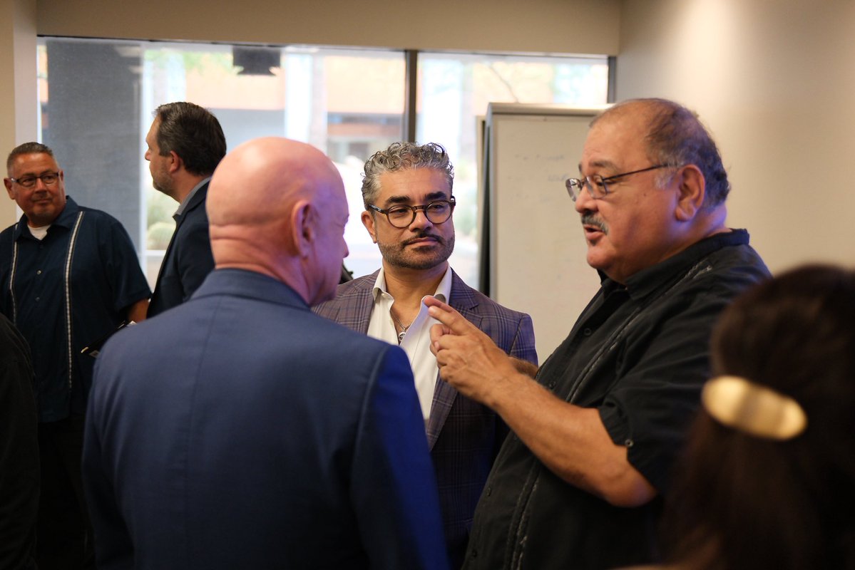 SenMarkKelly's tweet photo. Good conversation with Arizona Latino community leaders about the challenges families are facing every day. Everything from the cost of housing and health care to concerns about immigration enforcement.   
I appreciate their partnership and will keep working to tackle these challenges.