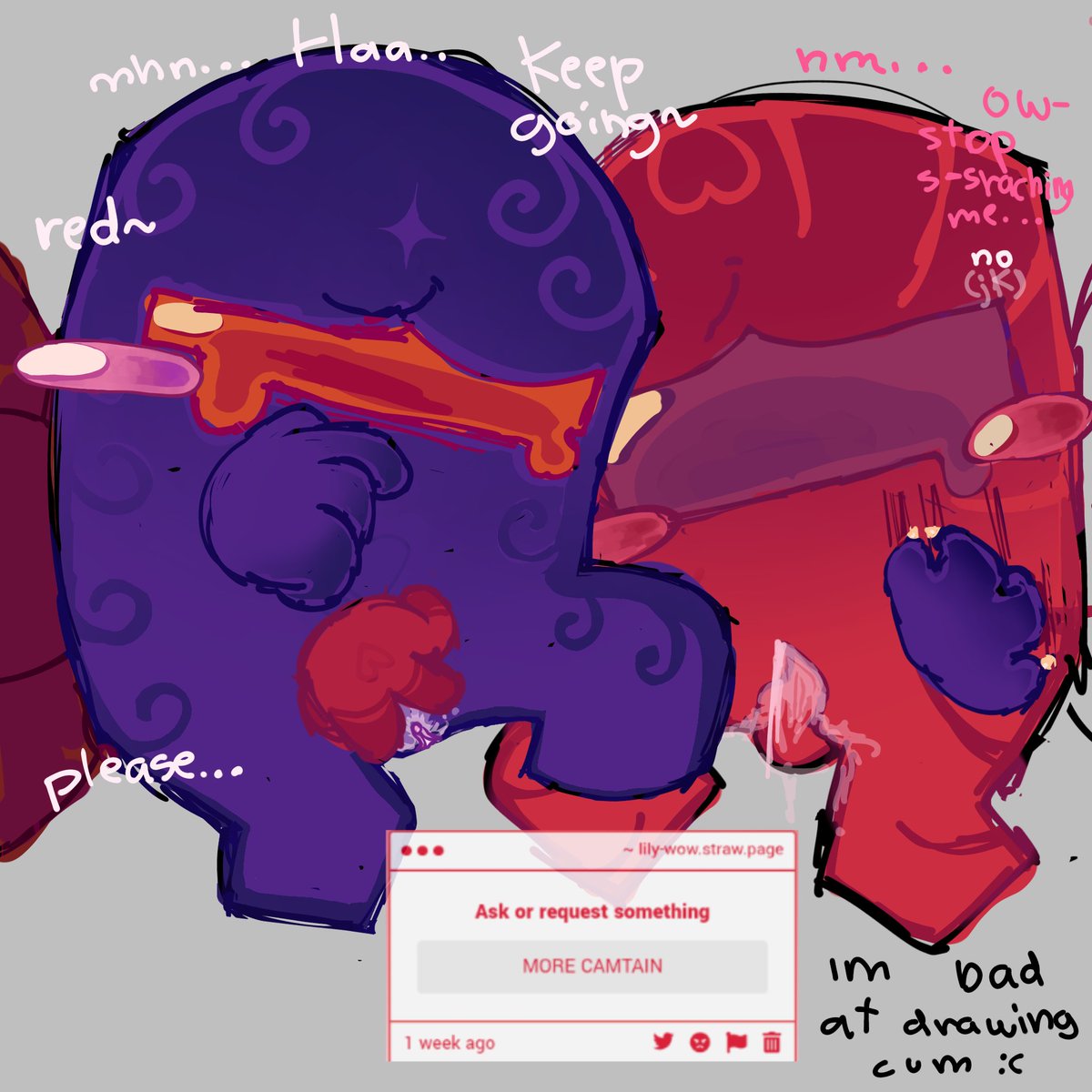 OWAWIEWAWA's tweet photo. You might know which ship is my favorite from the request by the drawing also a forgot to but the adult comtent disclaimer on the other one crap-

#amongusnsfw https://t.co/dxrszmvGxp