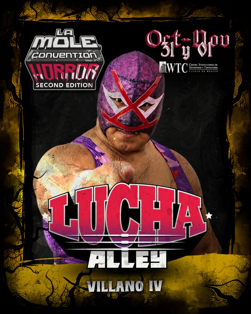 lamolemx's tweet photo. ☠️ Villano IV, Máscara Sagrada y Tinieblas 3G, junto con Alushe, se unen a las filas del #LuchaAlley en #LaMoleHorrorEdition2. https://t.co/D6UO3u6aUV
