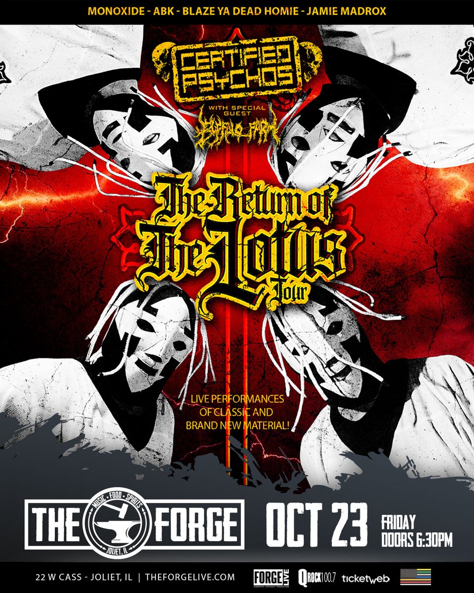 loud_empire_'s tweet photo. 2 days โ Twiztid at The Forge in Joliet this Friday, October 23. Presented by QRock and Forge Live. Doors 6:30 PM, show 7:30 PM, all ages. #Twiztid #TheForge #Joliet #LoudEmpire
๐ https://t.co/NkYzu04LTD https://t.co/rgo9FXtsyz