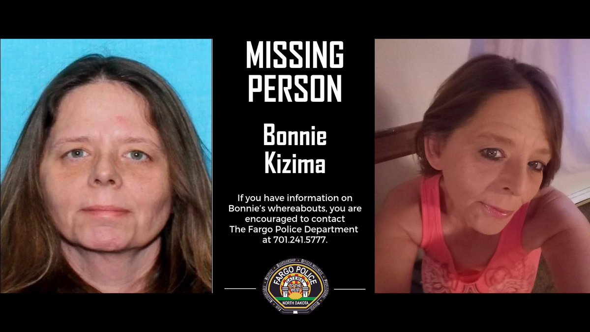 FargoPolice's tweet photo. We are again seeking the public’s help for information regarding the disappearance of Bonnie Marie Kizima, who was reported missing by her family after having no contact with her since October of 2022.

Through the course of the investigation, it was determined Bonnie was last seen four years ago today, on Friday, October 21, 2022, at a business in the area of 27th Ave. S. and University Dr. S. in Fargo.

Bonnie is approximately 5’1 and 120 lbs. and has brown hair and hazel eyes. Bonnie’s last known phone number has been disconnected and she does not have any known vehicles. We have been made aware of Bonnie’s known social media accounts, which appear to have been inactive since the time of her disappearance.

Anyone with information regarding Bonnie’s whereabouts, including her known habits/hobbies or places/businesses she was known to frequent is encouraged to share this information with the #FargoPD.

If you or someone you know had any contact with Bonnie leading up to her disappearance or since her last known communications with loved ones, you are encouraged to contact The Fargo Police Department at 701.241.5777. Anonymous tips can be submitted by texting keyword FARGOPD and the tip to 847411.