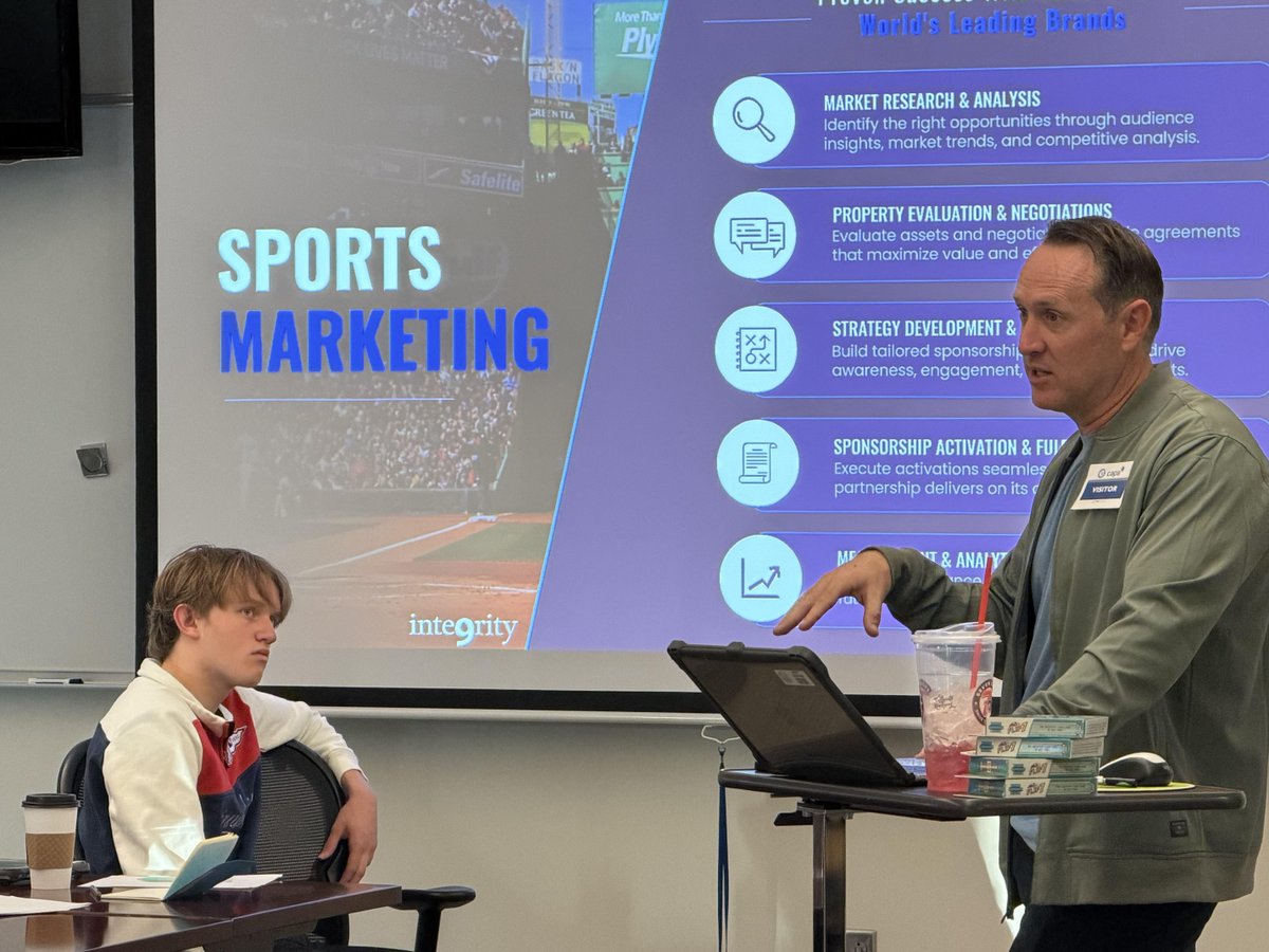 bvcaps's tweet photo. 🌟📈 CAPS Global Business students explored sports marketing w/ Wes Engram of Integrity 9 today! ⚾🏎️ Students learned about marketing strategy, sponsorships, contracts, sales representation, &amp; the KC sports market. ⚾🏀🏁 Thanks, Wes!  #BVTogether #ChampionsOfLearning https://t.co/ZfGj8Jb37o
