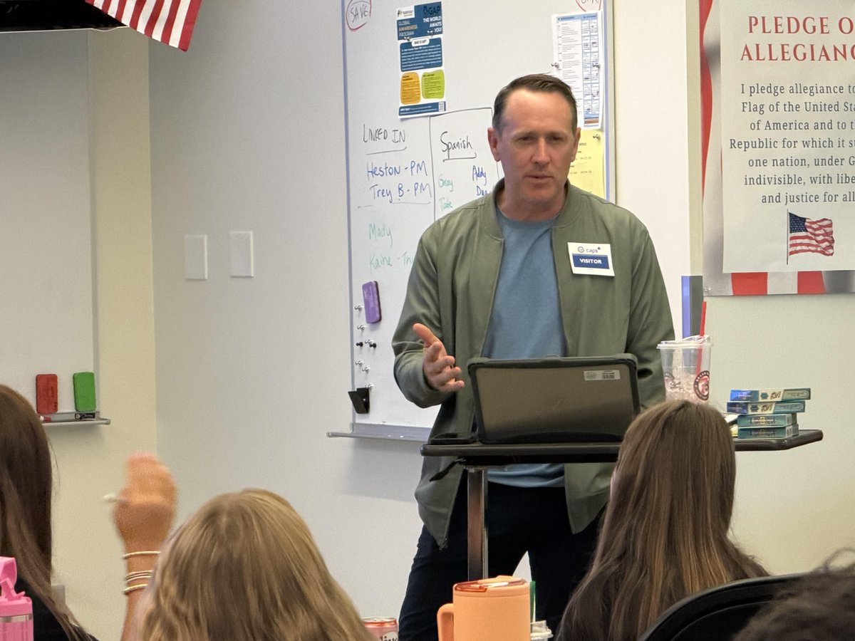 bvcaps's tweet photo. 🌟📈 CAPS Global Business students explored sports marketing w/ Wes Engram of Integrity 9 today! ⚾🏎️ Students learned about marketing strategy, sponsorships, contracts, sales representation, &amp; the KC sports market. ⚾🏀🏁 Thanks, Wes!  #BVTogether #ChampionsOfLearning https://t.co/ZfGj8Jb37o