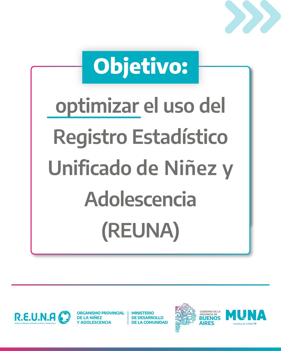 OrgNinezBA's tweet photo. 🤝 Cooperación entre la Provincia y @unicefargentina

✅ El Registro Estadístico Unificado de Niñez y Adolescencia (REUNA) es una plataforma digital 🖥️ que reúne cada legajo único con intervenciones por vulneración de derechos contra niños y adolescentes 👶🏻👧🏻🧑🏽. https://t.co/2MkcwoRK68