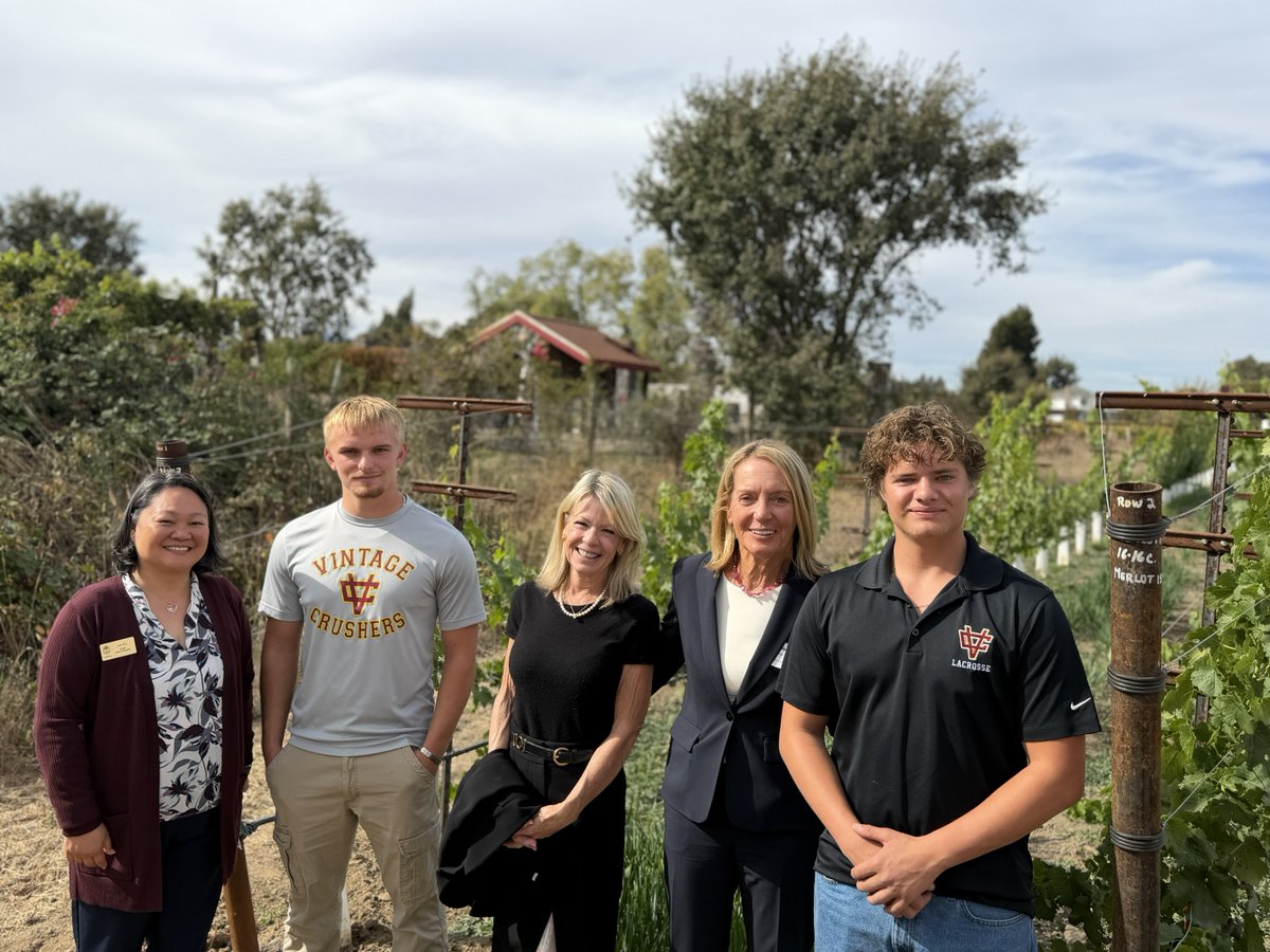CSBA_Now's tweet photo. This week, CSBA President Dr. Debra Schade visited Napa Valley USD and spoke with local leaders and students about literacy and dual language pathways, nutrition and student wellness and programs providing future-ready skills and career technical education. Another terrific tour! https://t.co/hftXdmERCP