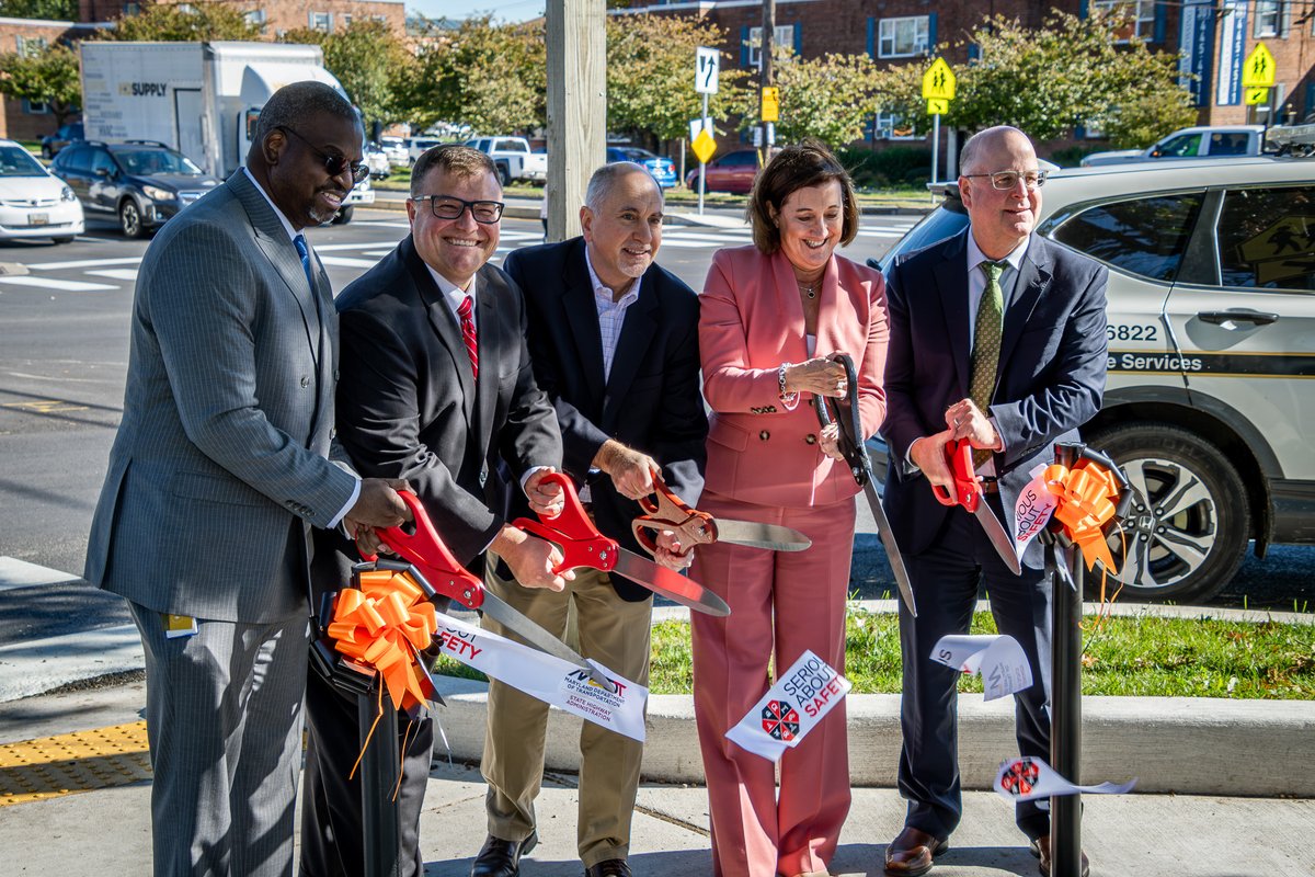 MDSHA's tweet photo. 🎉 Today, we celebrated a major milestone in pedestrian, bicycle and roadway safety along MD 650 (New Hampshire Ave)!

These improvements reflect the Moore-Miller Administration’s continued support of our Complete Streets initiative, making travel safer &amp; more accessible for all! https://t.co/KRAyjcC1d8