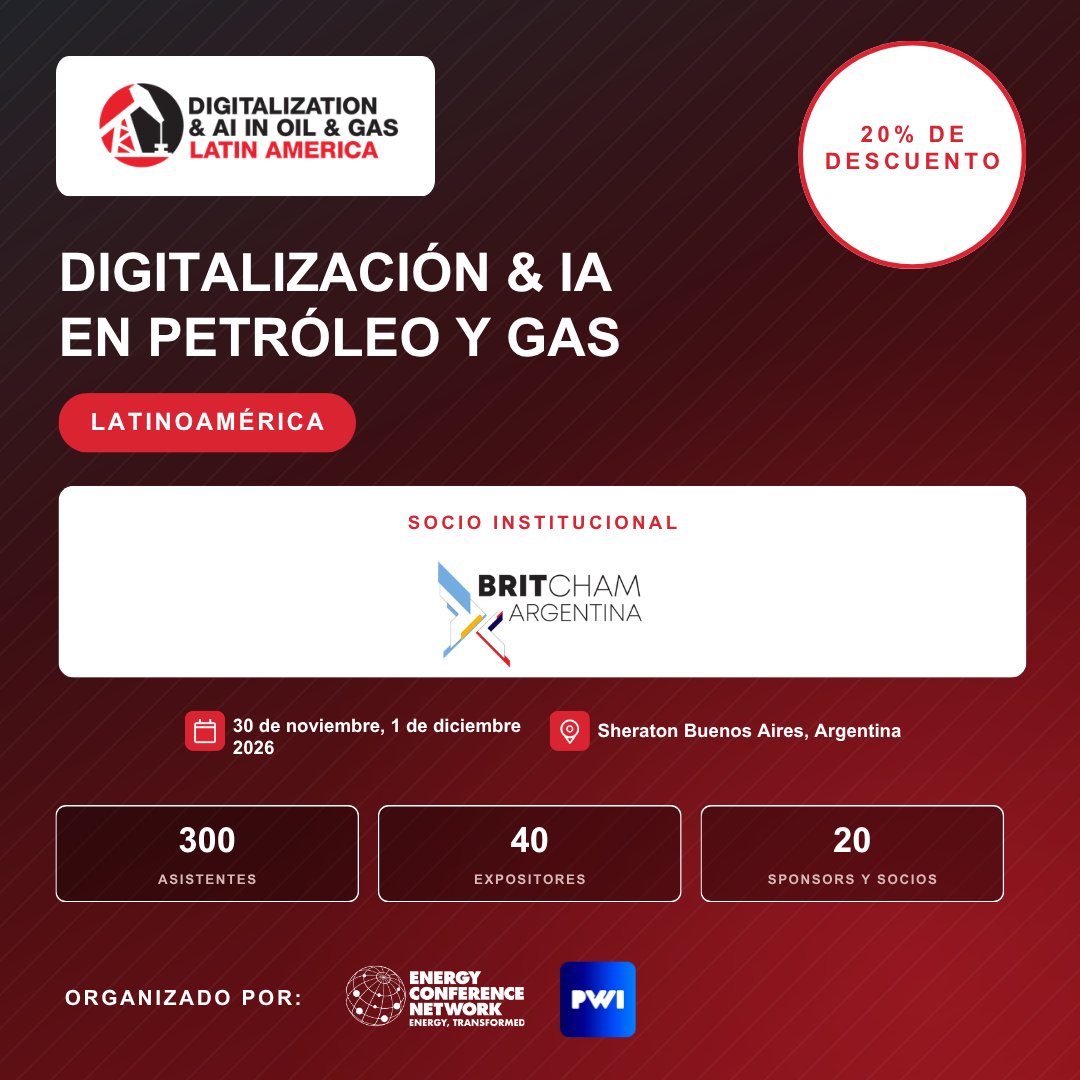 BritchamArg's tweet photo. 🚀 ¡Nueva fecha para Digitalización &amp; IA en Petróleo y Gas Latinoamérica 2026!

🔗 Conocé la agenda e inscribite: https://t.co/U4icunk7zy https://t.co/fy6XSKH3yh