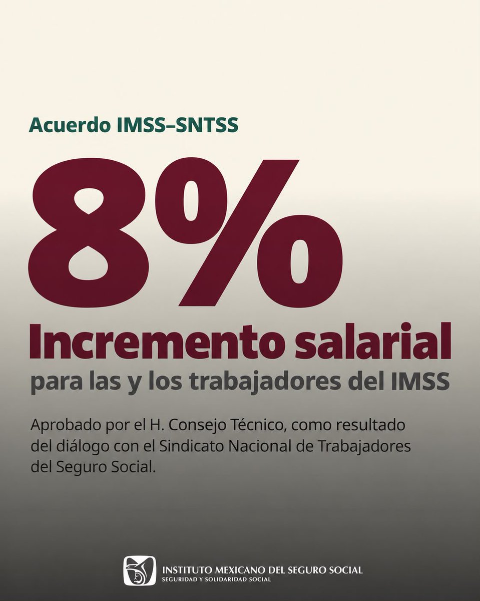 IMSSGro's tweet photo. 💚 En el #IMSS, el incremento salarial del 8% forma parte de una estrategia integral que contempla personal, equipamiento, insumos e instalaciones, para fortalecer las condiciones laborales y brindar una mejor atención a la derechohabiencia. 🤝 ⬆️ https://t.co/6HXKiHmt7C