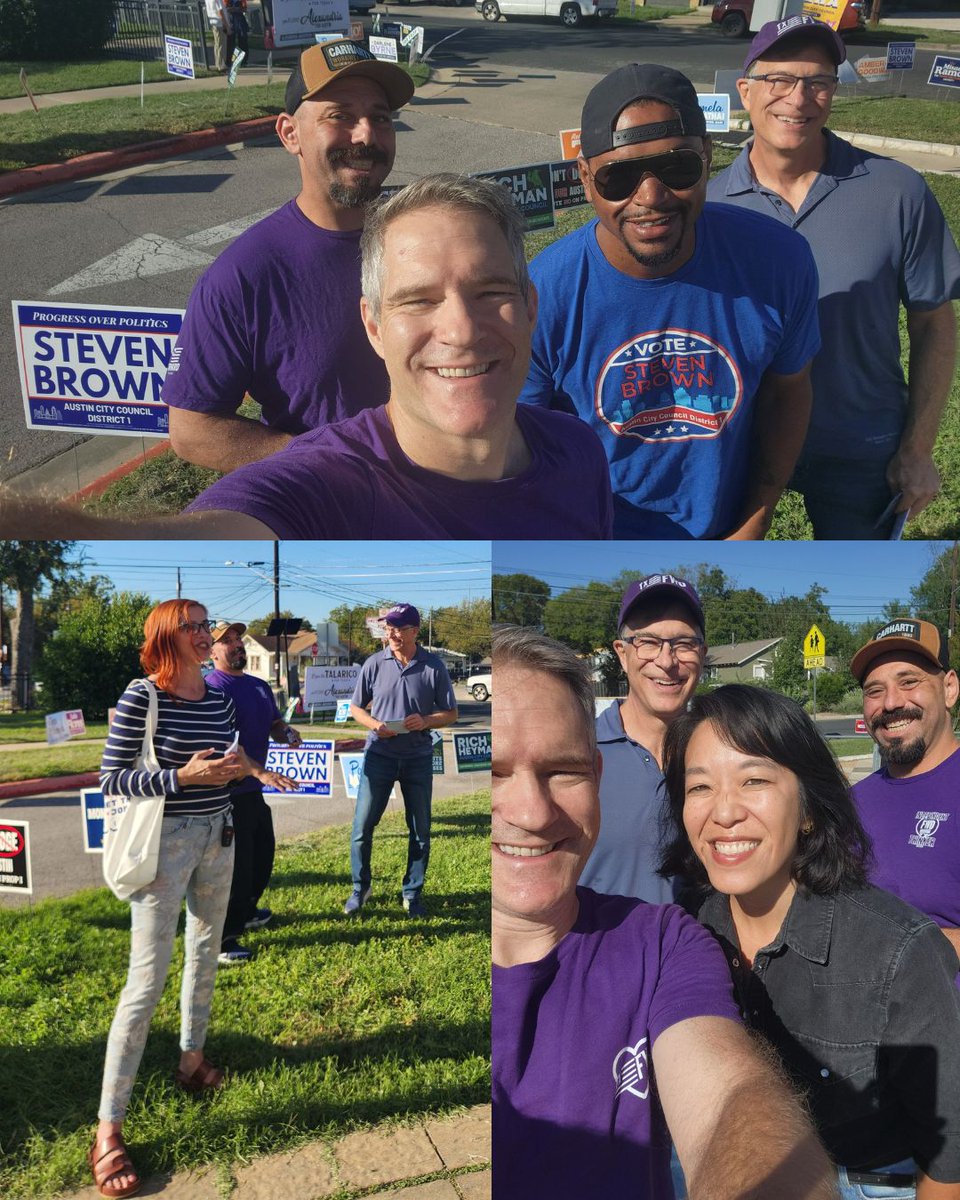FWD_Texas's tweet photo. Out at the polls in Austin this morning greeting voters and spreading the word for Neha Shah and Steven Brown! 🗳️💜
We even ran into Selena Xie as she cast her early vote at Carver Library!
Get out and vote early, y'all!
#TexasForward #ForwardParty #ATXCouncil #AustinD1 #AustinD3 #AustinD8 #AustinTX #LocalMatters