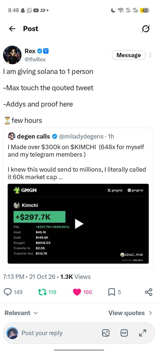 MYN3RX's tweet photo. @IfwRex Thanks @IfwRex for the opportunity

6FsDx4oWdZgo2ggXi6d4L4bAttf6bkCJmBmTNJ4hUUva https://t.co/biso097h6D