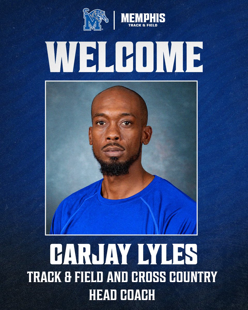 TigersAthletics's tweet photo. We are excited to announce Carjay Lyles as the new Head Coach of the Track &amp; Field and Cross Country programs! 

Welcome to Memphis, Coach Lyles Ⓜ️

📰 https://t.co/OMmV276puW https://t.co/8JLy7TpAZP
