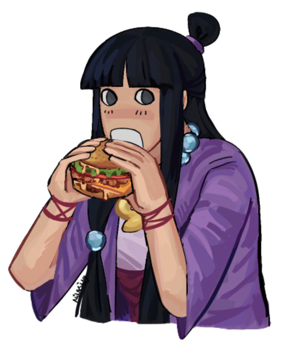 himejosoda's tweet photo. reupload of maya fanart i did for Burger Day #AceAttorney https://t.co/aza7MD79sO