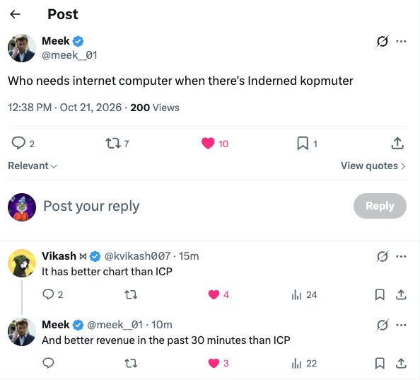 Stone_Leaf_'s tweet photo. "Better revenue in the past 30 minutes than ICP. "

Thats it. Thats the tweet. 💀💀💀 

@meek__01 @kvikash007 @dfinity https://t.co/ZM1P6LLcrC