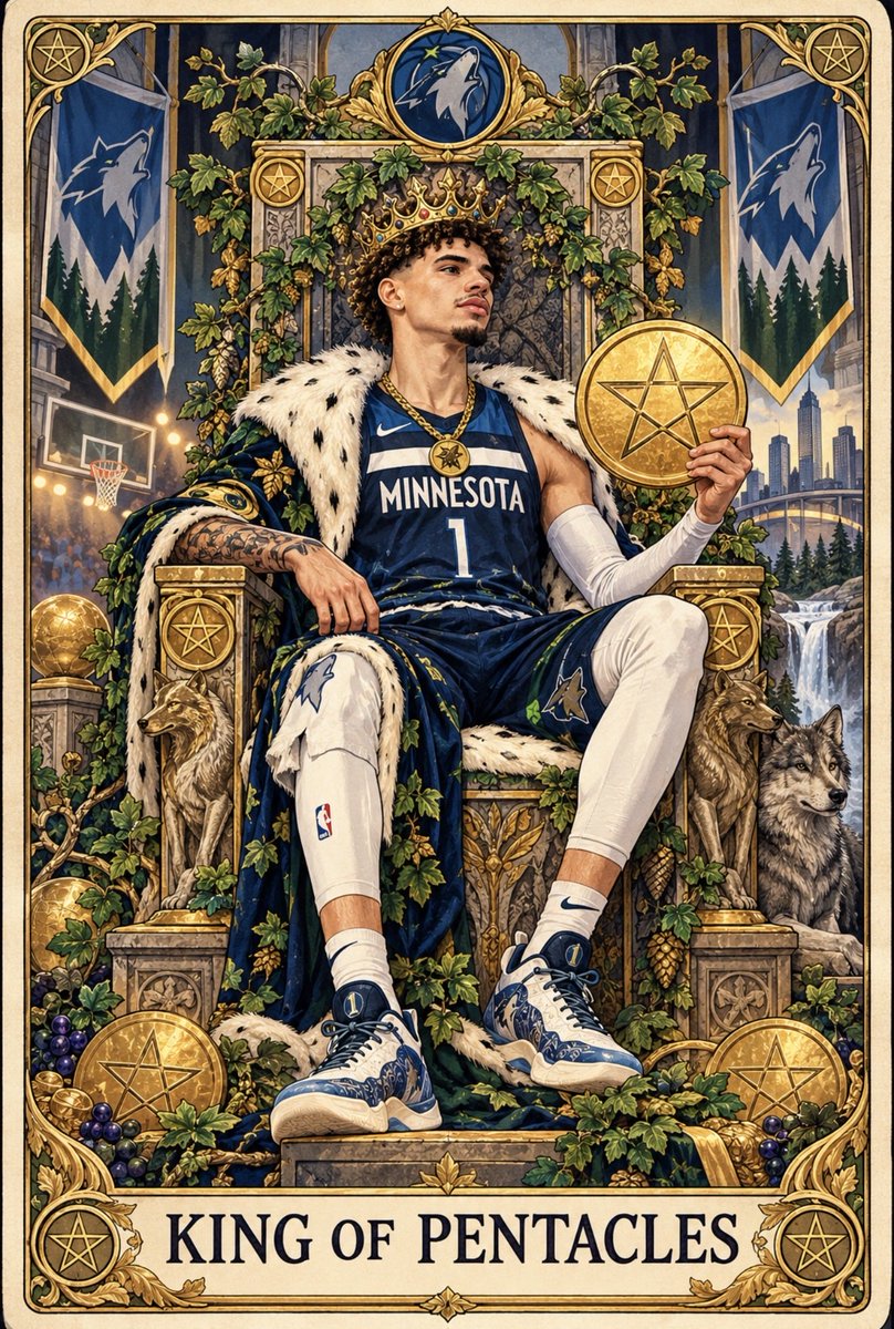 AgentOracle313's tweet photo. King of Pentacles points to confidence and control for the Timberwolves to open the game tonight in Miami… 

I’m riding Timberwolves 1st Half ML 🐺👑 https://t.co/b9DIMRtVuc