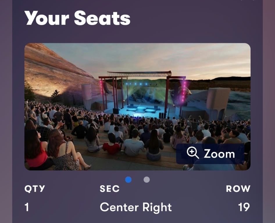 aularents's tweet photo. helping a friend sell her macklemore ticket for tomorrow at red rocks

sec center right, row 19, seat 33 https://t.co/vRjjPhnfTr