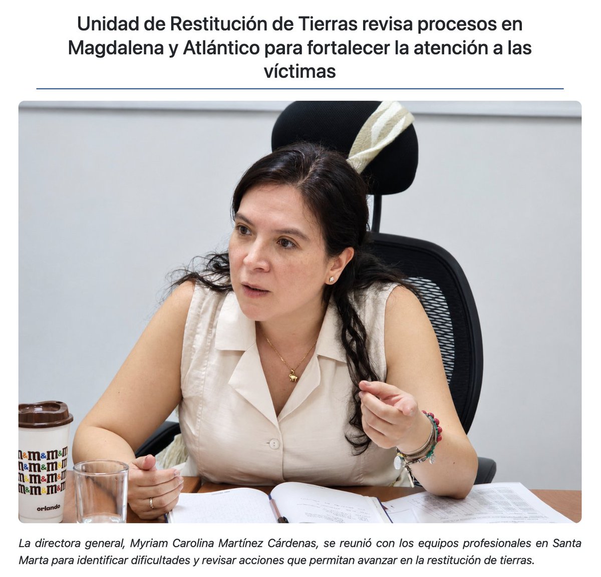 URestitucion's tweet photo. #Comunicado | 📰 ¿Cómo estamos trabajando para mejorar la atención a las víctimas en #Magdalena y #Atlántico?

Nuestra directora general, Myriam Martínez, se reunió con los equipos territoriales en 📍 Santa Marta para conocer las dificultades que enfrentan los procesos de restitución y revisar acciones que permitan avanzar en las solicitudes y el cumplimiento de las órdenes judiciales.

🔗 Conoce los detalles de esta jornada aquí: https://t.co/OxRy10cCF3