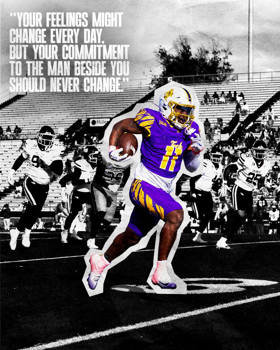 TNTechFootball's tweet photo. Wisdom Wednesday with Running Back Qua Ashley! 

“Your feelings might change every day, but your commitment to the man beside you should never change.”

#AimHigher | #WingsUp https://t.co/BPEeMvQpDR