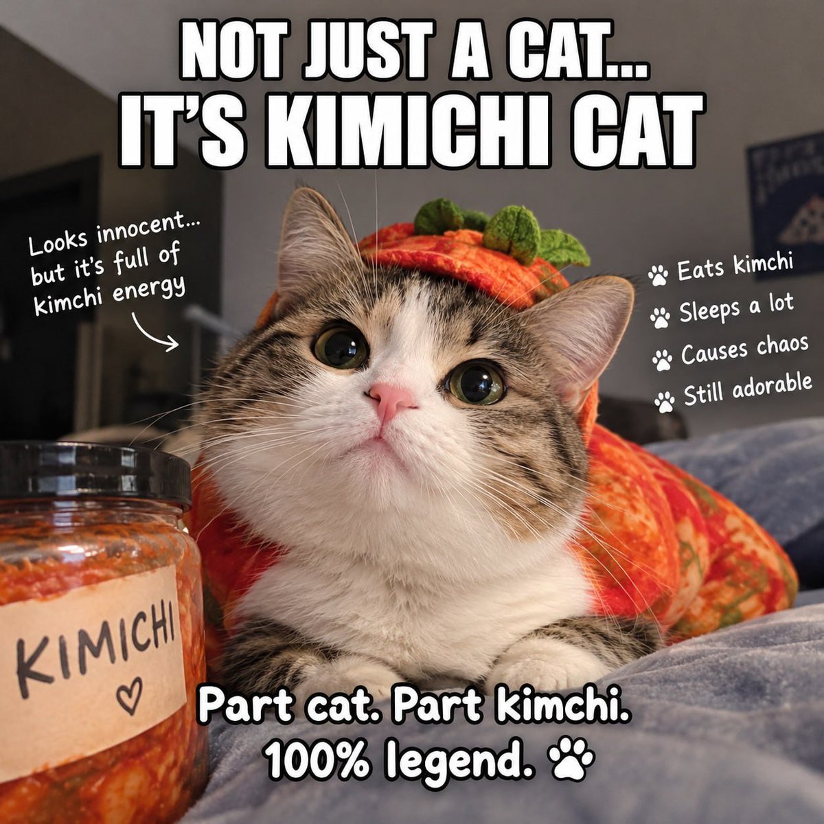 KimchiCat_CTO's tweet photo. He is not just a Cat. He is a part of $Kimchi $KimchiCat https://t.co/W4KLJVzRrT