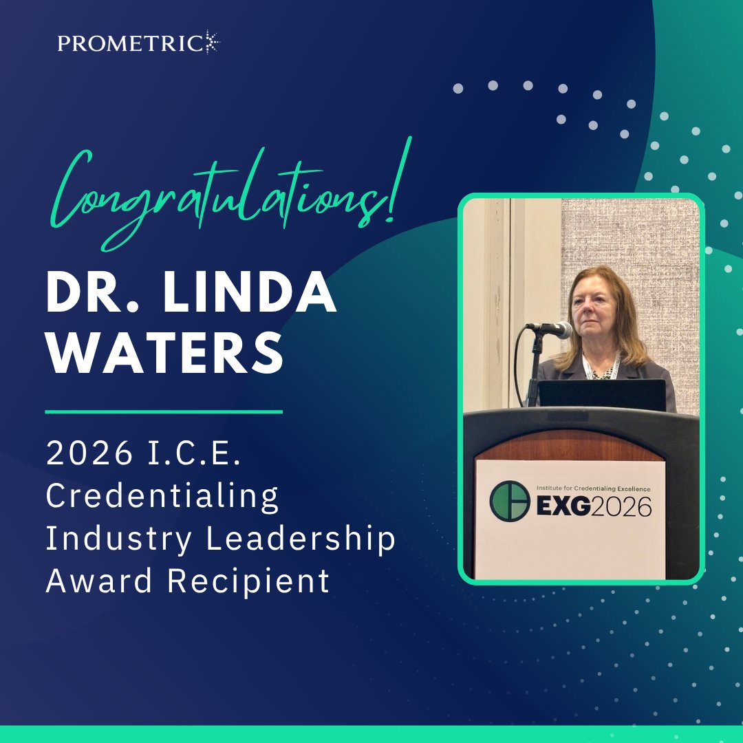 PrometricGlobal's tweet photo. Congratulations to Dr. Linda Waters on receiving the 2026 I.C.E. Credentialing Industry Leadership Award! 🎉

We’re proud to see Linda recognized for her leadership and contributions to the credentialing industry.

#ICEExchange #Credentialing #Prometric https://t.co/j6kQvFj5qt