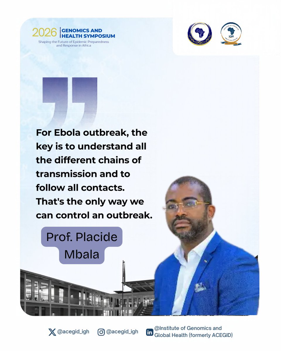 acegid_igh's tweet photo. Prof. Placide joined us virtually and gave us highlights on the developments around the Ebola outbreak.

#ghsymposium #genomics #health #symposium #ighresearch https://t.co/MQ4fzcDRQZ