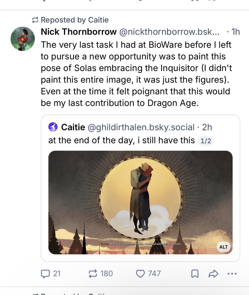 CelineYaps's tweet photo. To know Solavellan’s happiness was the last thing Nick did for Bioware, their love feels like his final farewell, and it’s the last note of his I’ll carry in my heart. https://t.co/uWfyATzu0C
