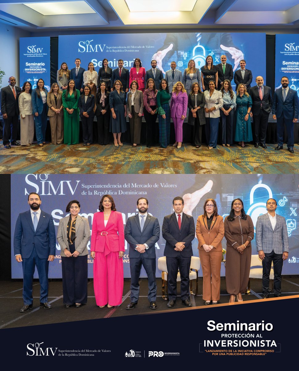 SIMVRDO's tweet photo. Proteger al inversionista es proteger su confianza en el futuro.

Con esta visión celebramos el Seminario de Protección al Inversionista: Visión 360°, un encuentro que reunió a autoridades, especialistas y representantes de distintos sectores para reflexionar sobre los desafíos de un mercado de valores en constante evolución.

A través de paneles, conferencias y experiencias interactivas, exploramos cómo la educación financiera, la economía conductual, la prevención de fraudes y la comunicación responsable contribuyen a que las personas tomen decisiones de inversión más informadas y conscientes.

Uno de los momentos más significativos de la jornada fue el lanzamiento de «Compromiso por una Publicidad Responsable», una iniciativa que invita a quienes comunican, crean contenidos e influyen en las decisiones financieras a promover información clara, veraz, equilibrada y transparente.

Nuestro agradecimiento a los conferencistas, panelistas, autoridades, instituciones participantes y a cada uno de los asistentes que hicieron de este encuentro un espacio de aprendizaje, diálogo y reflexión colectiva.

Nos llevamos nuevas perspectivas y una convicción compartida: la protección al inversionista no comienza ni termina con la regulación. También se construye al educar, orientar, prevenir y comunicar con responsabilidad.

#SIMVRD #ProtecciónAlInversionista #WIW2026 #MercadoDeValores #EducaciónFinanciera