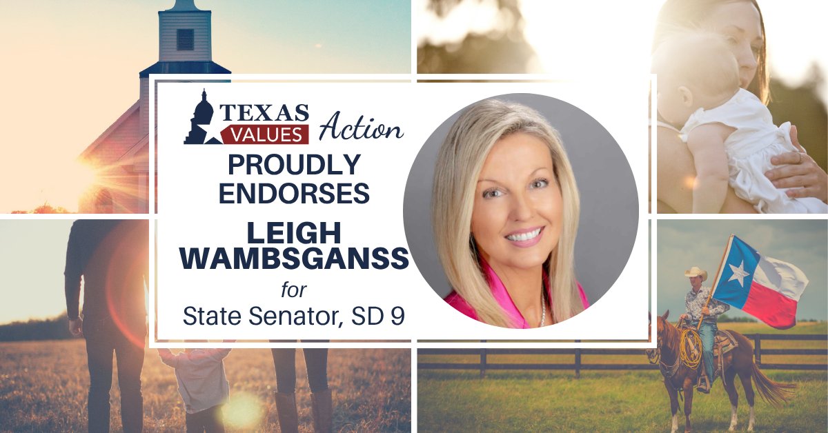 TxValuesAction's tweet photo. Early Vote in the Midterm Elections!! Texas Values Action proudly endorses Leigh Wambsganss @LeighForTexas for Texas Senate, SD 9.

Leigh is a strong advocate for religious freedom, pro-life values, and the importance of marriage & family!          

🗳️ VOTE TODAY: 2026 Midterm Elections dates: Early Voting: Monday, October 19th – Friday, October 30th and Election Day: Tuesday, November 3rd       

👉 View our faith and family voter guide here: https://t.co/43IacyJPmB           

👉 View available polling locations, hours of operation, and wait times at https://t.co/bCgC2vMX5s