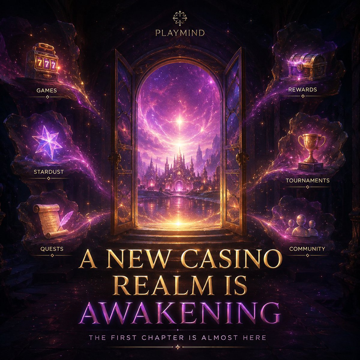 PlaymindBet's tweet photo. A new casino realm is awakening. 🔮

#Playmind #CryptoCasino #Casino #slots #OnlineCasino #USDT

Inside Playmind, every feature has a purpose. Games to explore, Stardust to collect, quests to complete, rewards to discover, and a community to grow with from the beginning. ✨

The first chapter is almost here.