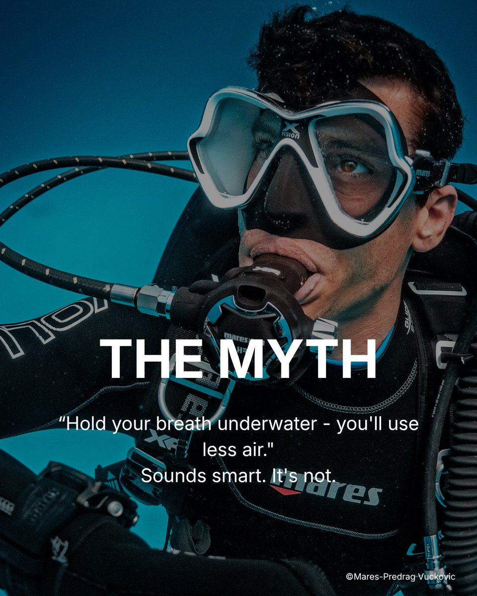 diveSSI's tweet photo. Never hold your breath underwater. 🚫 Continuous breathing is the #1 rule of scuba diving—skipping it puts lives at risk. Breathe normally and dive safe! 🤿

#WeAreSSI #ScubaDiving #DiveSafety https://t.co/JeaUKyhFLT