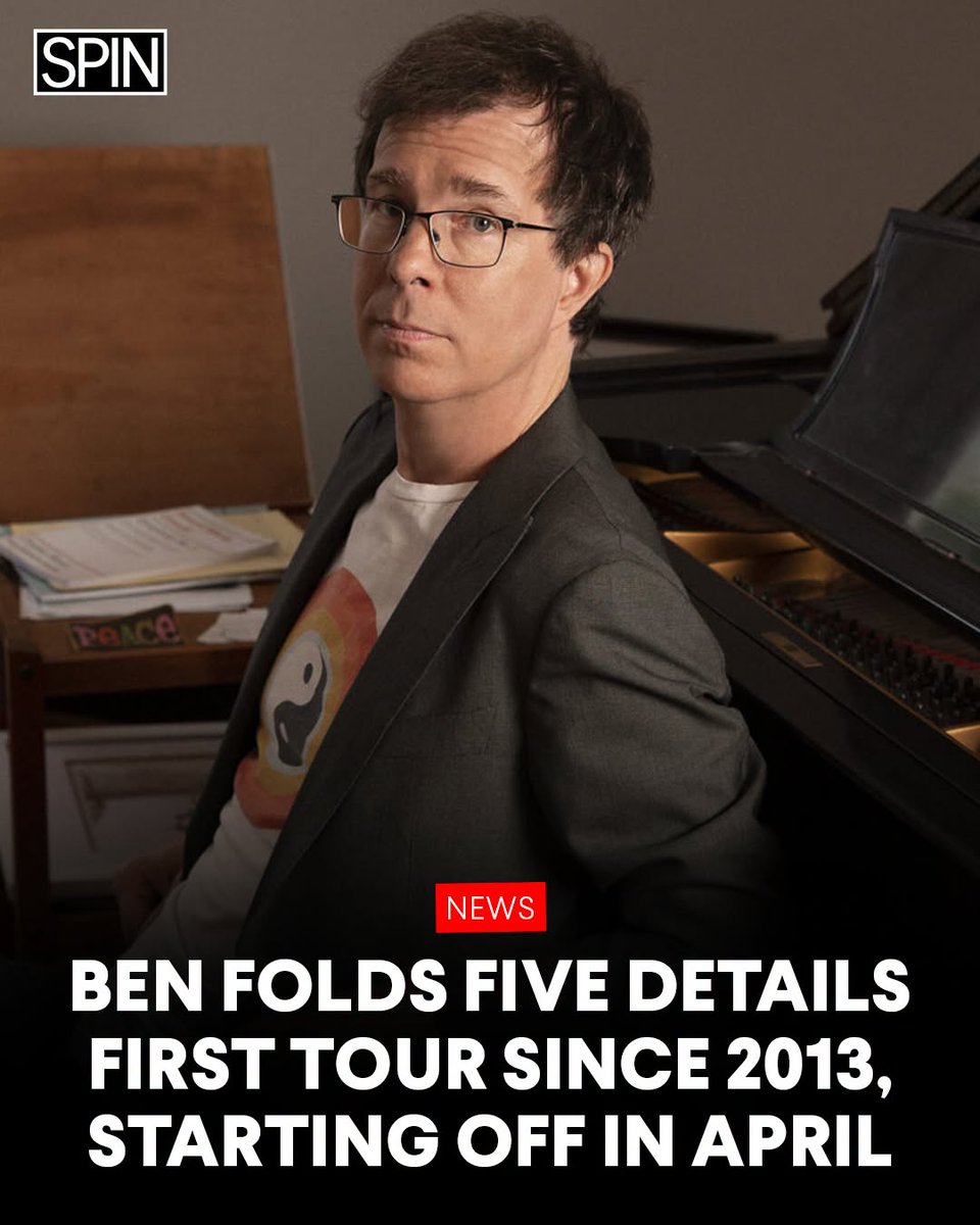 SPIN's tweet photo. As expected, Ben Folds Five is getting the band back together. The influential piano/bass/drums trio will return to the road in 2027 for its first tour since 2012-13, with an initial slate of U.S. dates kicking off April 12.

https://t.co/geB3KIT2qv https://t.co/tB6rtxpP6h