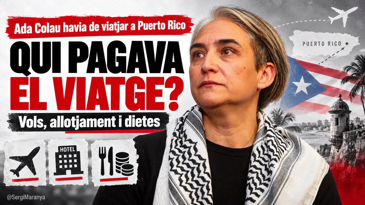 SergiMaranya's tweet photo. 🤔 El 29 de setembre, Ada Colau explicava que havia hagut de deixar el pis de lloguer perquè «amb un sol sou no podia» pagar-lo.

Ara hem sabut que tenia previst viatjar a Puerto Rico per participar en unes jornades municipalistes vinculades a la Fundació Sentit Comú, que ella mateixa presideix.

Els EUA li han denegat l’entrada i el viatge no s’ha fet. Però hi ha una pregunta pendent: qui havia d’assumir el cost dels vols, l’allotjament i les dietes? Ella, la fundació o l’entitat organitzadora?

De moment, no hi ha resposta a aquesta pregunta. Cal transparència. Però sabem que ni la tindrem ni l’esperem.