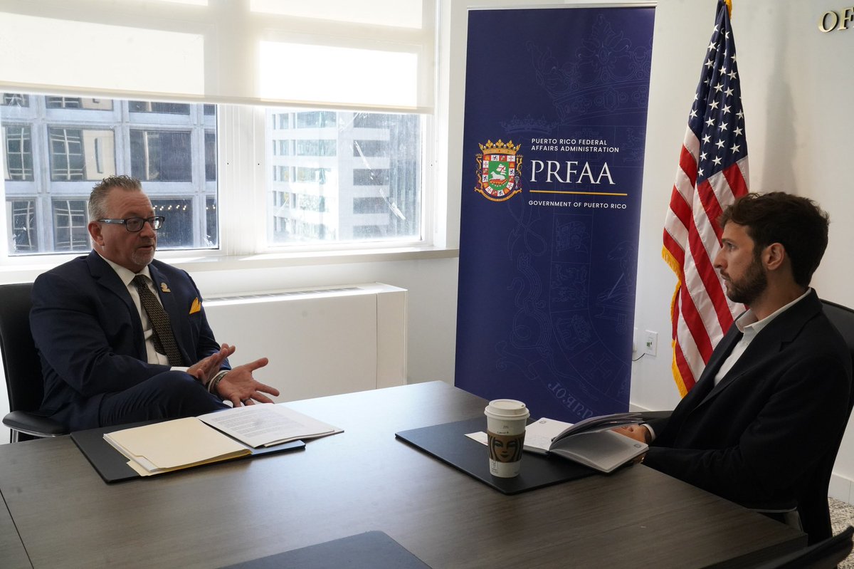 PRFAA's tweet photo. We met with Chris May, President of Puerto Rico Terminals, to discuss proposed initiatives to strengthen the resilience of the Port of San Juan, enhance the reliability of maritime commercial operations, and ensure supply chain continuity for Puerto Rico’s industrial and manufacturing sectors.

———

Nos reunimos con Chris May, presidente de Puerto Rico Terminals, para dialogar sobre iniciativas propuestas dirigidas a fortalecer la resiliencia del Puerto de San Juan, mejorar la confiabilidad de las operaciones comerciales marítimas y garantizar la continuidad de la cadena de suministro para los sectores industrial y manufacturero de Puerto Rico.