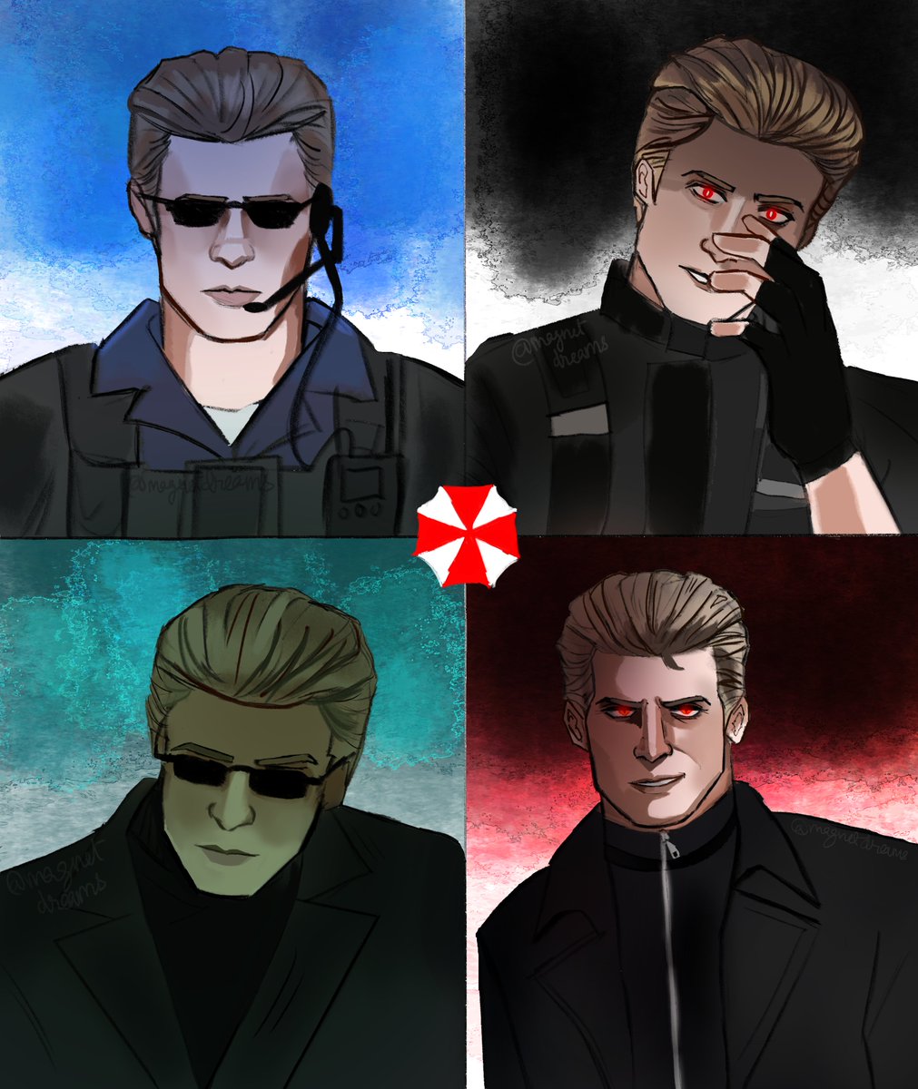 magnetdreams's tweet photo. wesker through the years, happy wesker wednesday 
#albertwesker #rebhfun
#residentevil https://t.co/o4sAZr4gHc