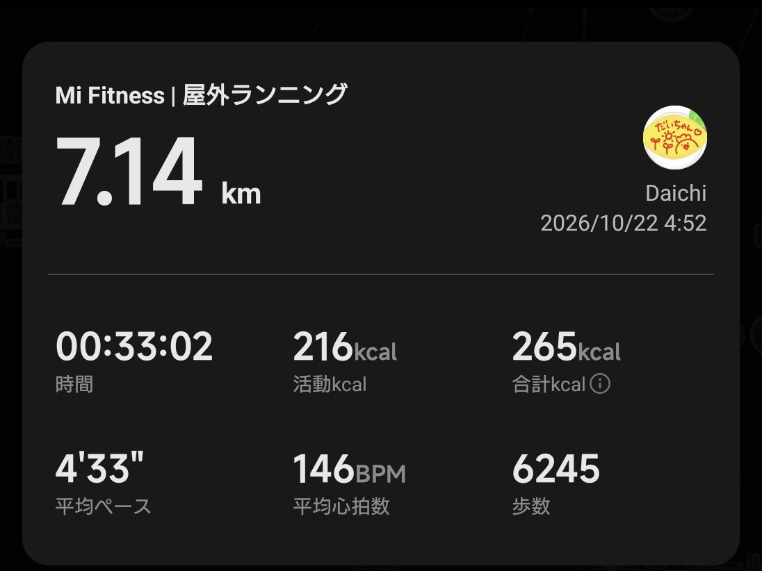 pamerasan46's tweet photo. 今日の朝ラン🌅
軽めペース7km🏃
なんか気持ちよくなってだんだんスピード上がったった…なお足は激痛な模様😭
 #ランニング #朝ラン https://t.co/OdD4I0MYSX