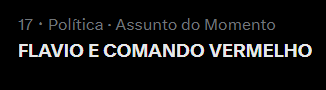 seriousguybr's tweet photo. Será que o EXÉRCITO DO LULA vai ceder ao desejo de Flavio Bolsonaro e deixar que ninguém pesquise ou digite 
FLAVIO E COMANDO VERMELHO
??

A tag está prestes a sair dos assuntos mais comentados. https://t.co/BnmsxrbjxS