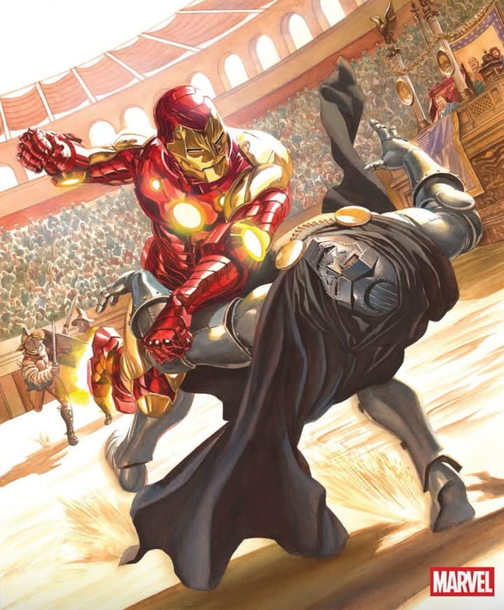BoinkBuzz's tweet photo. Comic Book Artist, Alex Ross is now the second person to confirm a fight between Robert Downey Jr's Iron Man &amp; Robert Downey Jr's Doctor Doom in 'AVENGERS: SECRET WARS' https://t.co/DRXVlqUtub