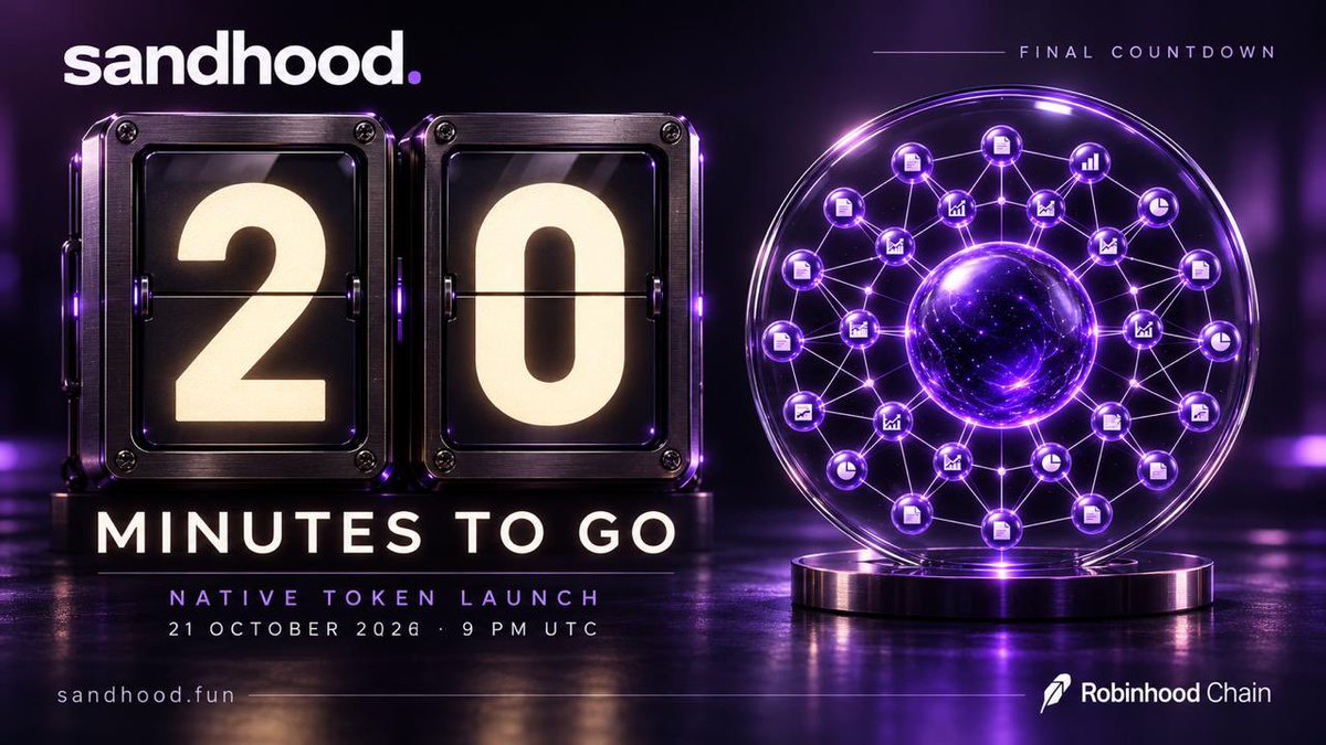 sandhoodfun's tweet photo. 20 MINUTES. THE HOOD IS READY. 🟣

Sandhood’s native token launches at 9 PM UTC on Robinhood Chain.

The beta is live. The next chapter starts tonight.

Official CA + buy link announcements:
https://t.co/0j6yzzm2tS

https://t.co/pKRw9fEuQj

#Sandhood https://t.co/h4HDw3ioed