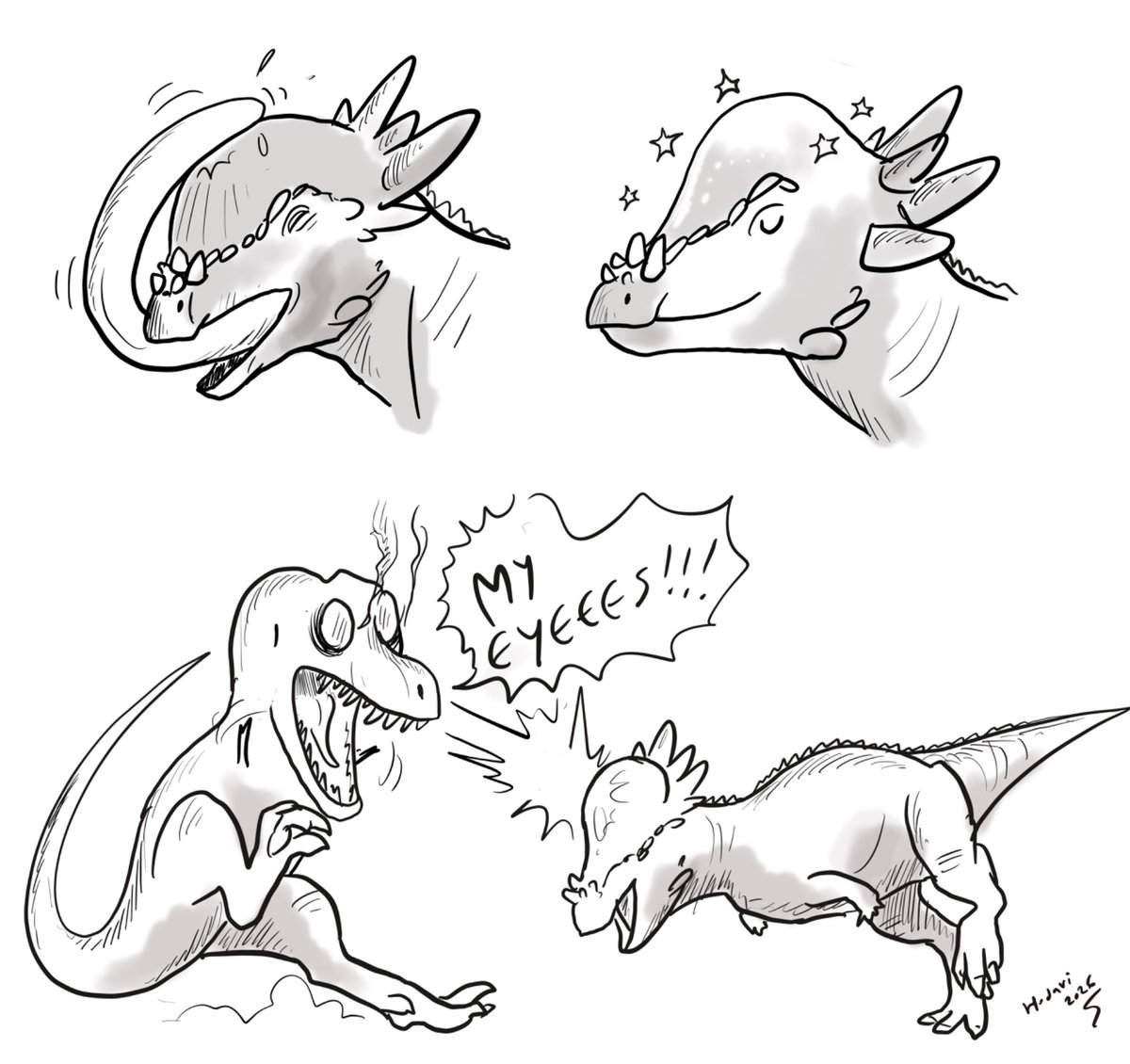HodariNundu's tweet photo. So a new study suggests based on fossil hyoid that pachycephalosaurs had large muscular tongues to manipulate food. But I suggest it was used to really polish and shine that bald dome so it could blind attacking tyrannosaurs. I just solved pachycephalosaurs, guys! https://t.co/WbVmLO1TVA