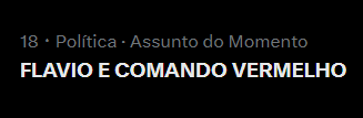 seriousguybr's tweet photo. Caiu mais 1 nível no TOP.

Se o EXÉRCITO DO LULA permitir, a vontade de Flavio será feita e ninguém digitará nem pesquisará mais:
FLAVIO E COMANDO VERMELHO https://t.co/XWlGisWUCm