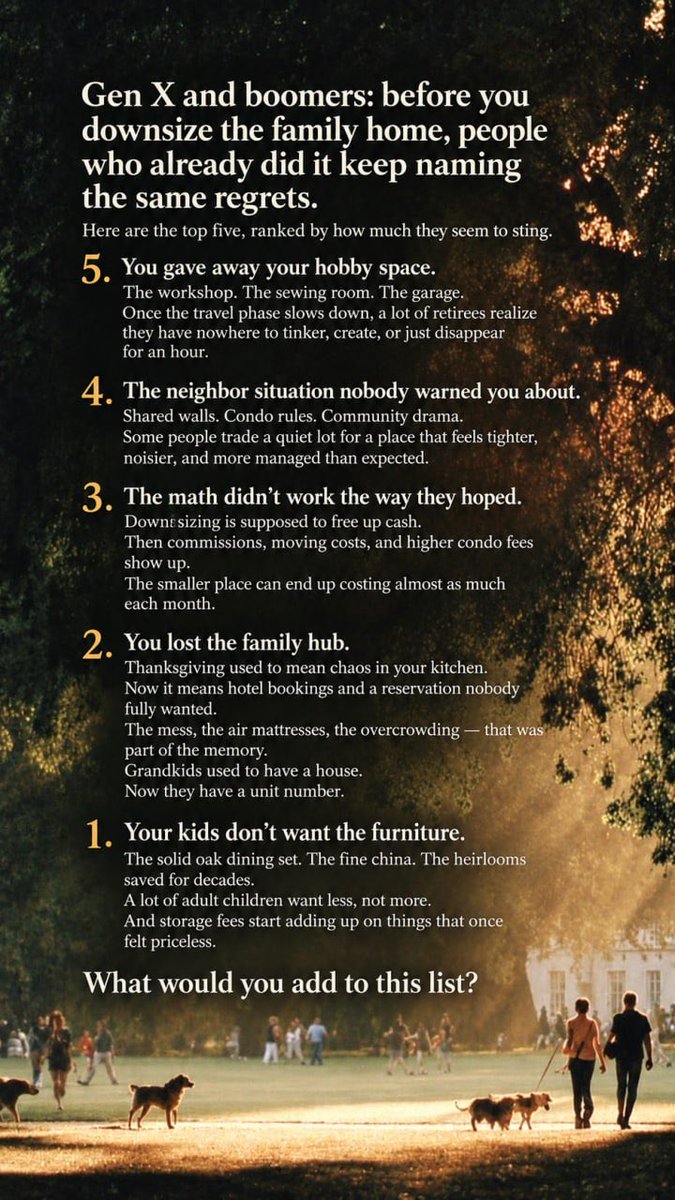 HessFamily34's tweet photo. Before You Downsize the Family Home, Read These 5 Regrets #Retirement #Downsizing #GenX #Boomers #PersonalFinance https://t.co/00w2JMRkuX