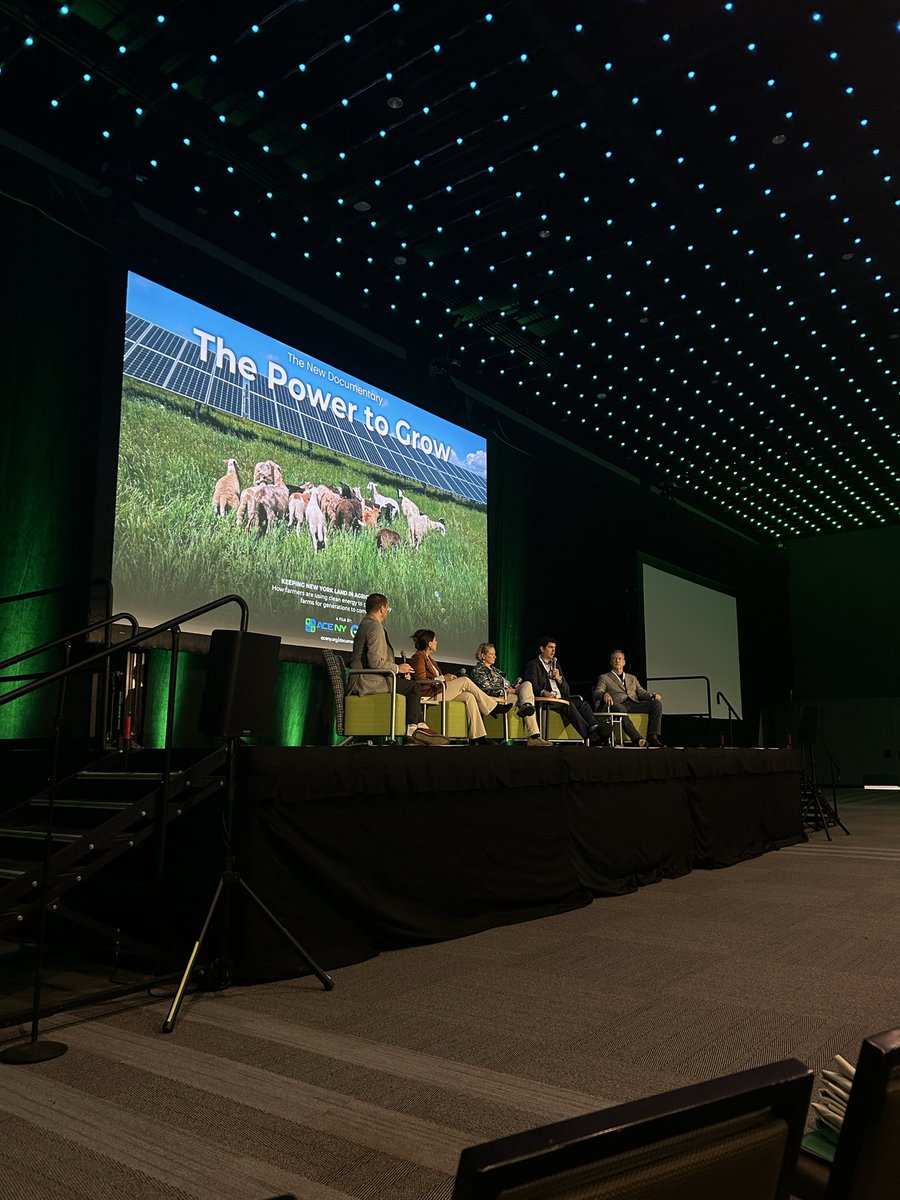 ACE_newyork's tweet photo. Documentary premiere at the 2026 ACE NY Fall Conference — “The Power to Grow: Keeping New York Land in Agriculture!” Thanks to the panelists for a great discussion after. @RPierceWriter; Linda Garrett, @Farmland; Kevin Campbell, @EDF_power; Steve Sullinger, Power Communications https://t.co/laFHeqYkP9