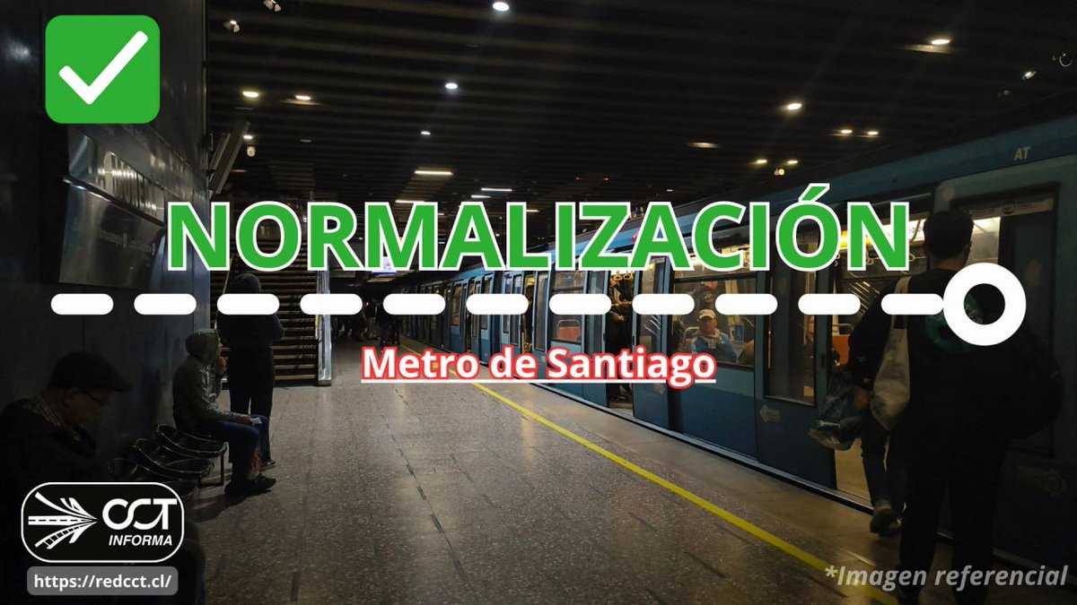 cctisantiago's tweet photo. ✅ [17:57] Se normaliza el ingreso a estaciones Salvador, Manuel Montt, Pedro de Valdivia, Los Leones y Tobalaba #L1 tras corte de corriente.

🟡 Línea 1 mantiene atrasos en su frecuencia. https://t.co/ICp28tzDbU