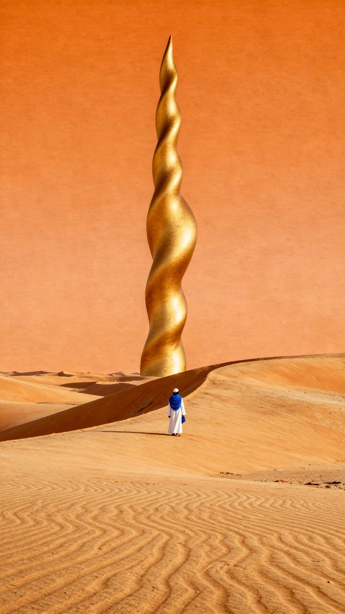 wallpaper_fm's tweet photo. The figure paused beneath golden spirals reaching skyward, enigma etched into the desert.
#Wallpapers #Wallpapers4k #DesertMystery #GoldenSpire #Journey #SandsOfTime #Wonders https://t.co/tSXPjxEtha