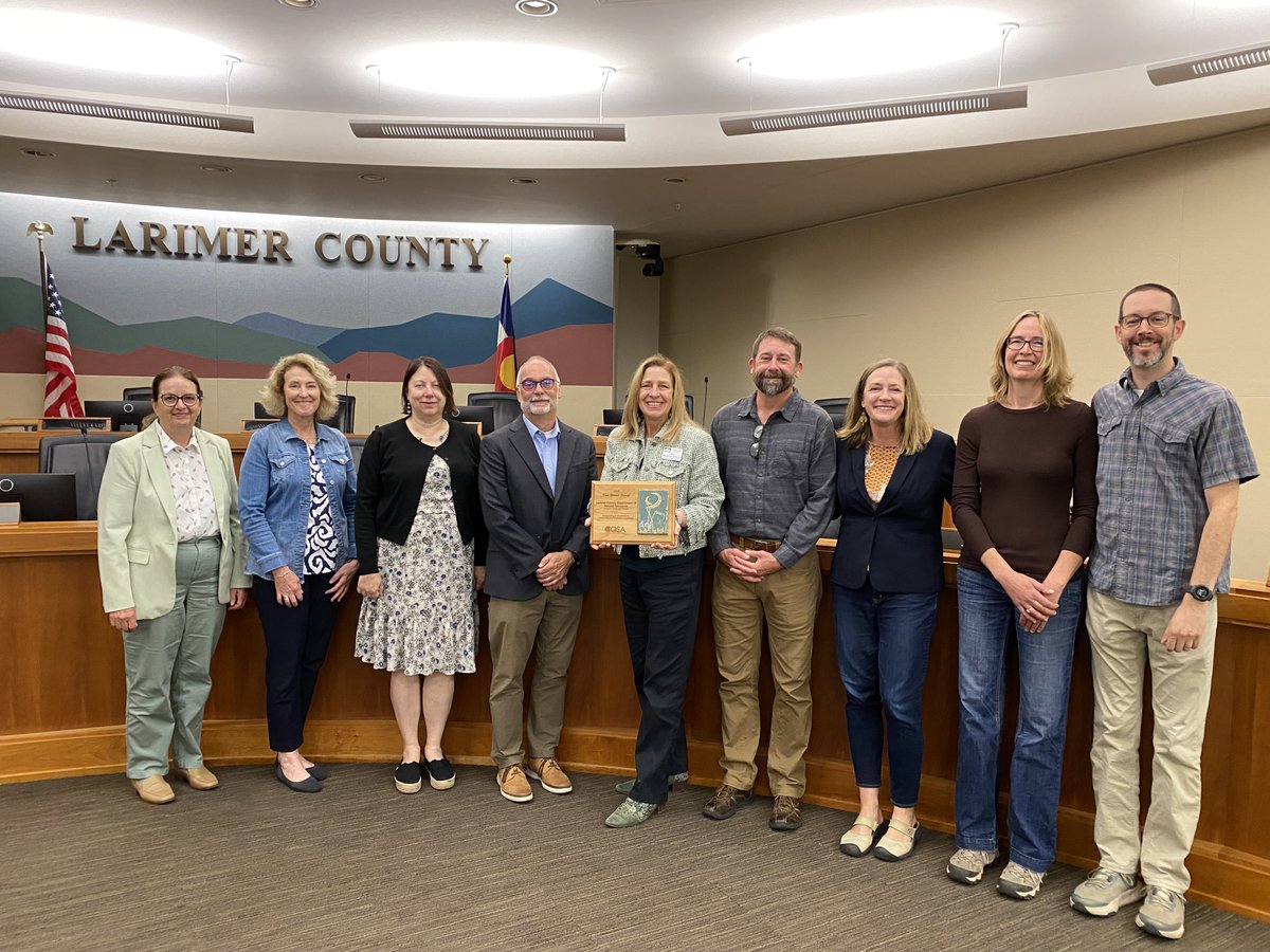LarimerCounty's tweet photo. The Board of Larimer County Commissioners recognized Larimer County Natural Resources for receiving not one --- but two Blue Grama Awards at the Open Space Annual Conference in Crested Butte, Colorado, from the Colorado Open Space Alliance for the Livermore Conservation Project and Poudre River Trail Project. https://t.co/CNxlaSRZhO .

“Tenacity, patience, and partnership are what made all this happen. It took a lot of collaboration. This is legacy work for multiple generations,” said Larimer County Commissioner Jody Shadduck-McNally.

They promote land conservation benefits and program successes, and foster partnerships for open space programs, landowners, land trusts, conservation and land use organizations.

“Protecting both little spaces and big spaces does really mean a lot to not only our community but to our whole Northern Colorado region,” said Larimer County Commissioner Kristin Stephens.
