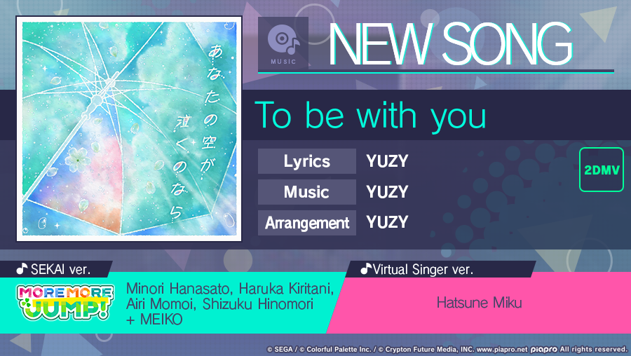 ColorfulStageEN's tweet photo. Song of the Day:

To be with you by YUZY

Group: MORE MORE JUMP!

Available at 3:00 PM (PT) / 22:00 (UTC) https://t.co/K3vicfDtfS